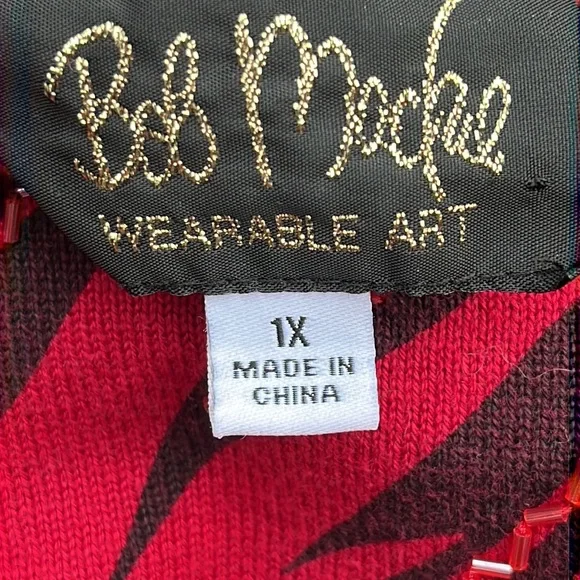 Bob Mackie Wearable Art designer sweater 1X - Picture 8 of 9